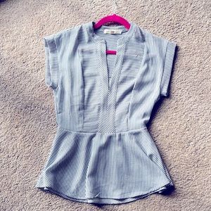 Blue and white striped blouse, size Medium.